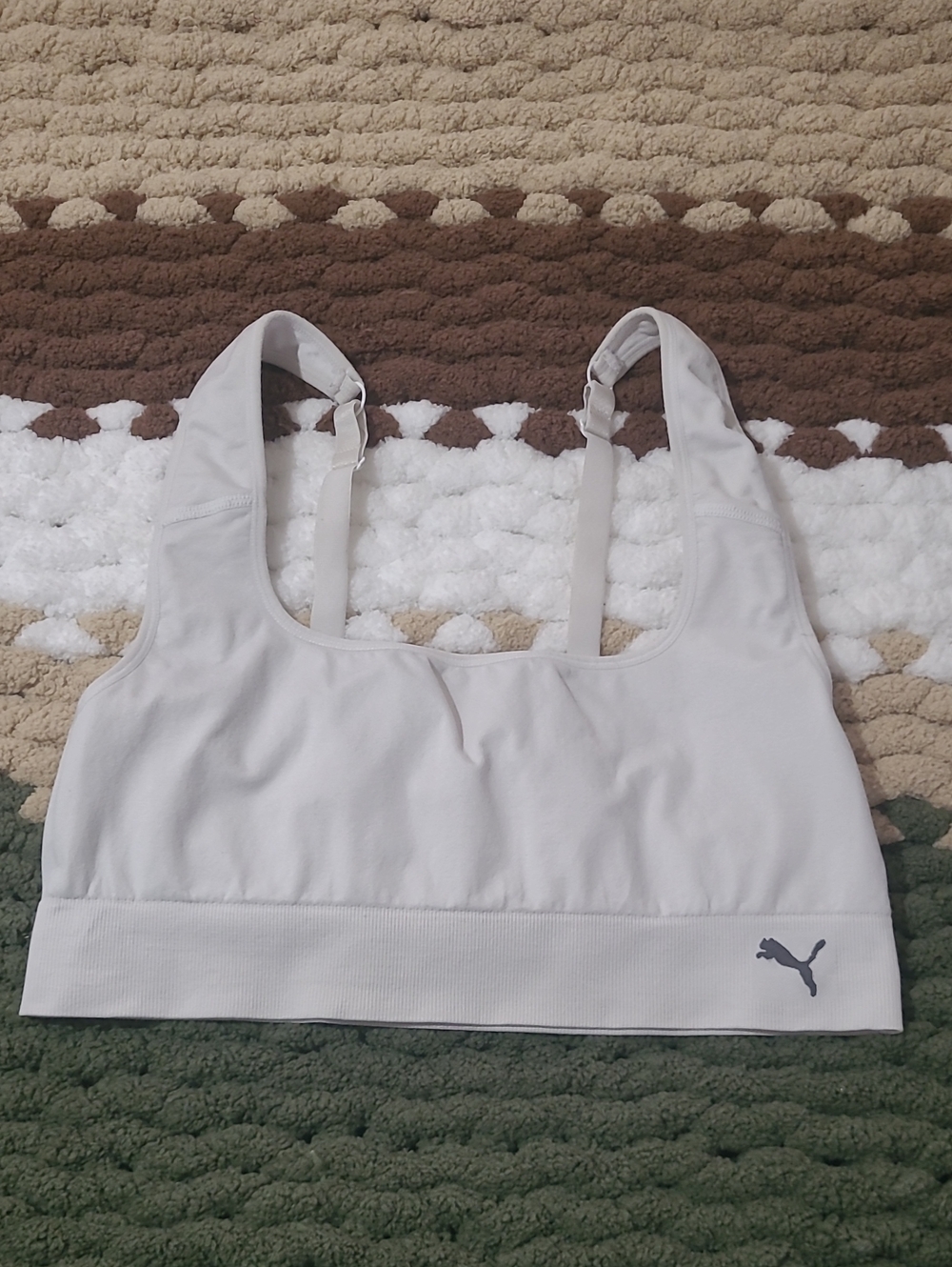 Puma White Women's Sports Bra with Adjustable Straps